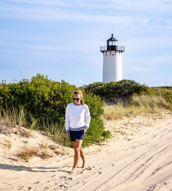 SeaBird Navy White Stripe Cotton Sweater